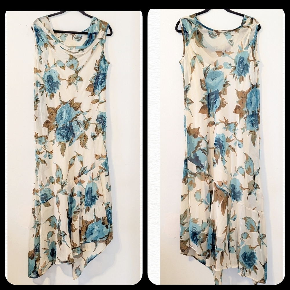 Midnight Velvet Cream Sequin Sleeveless Dress XL